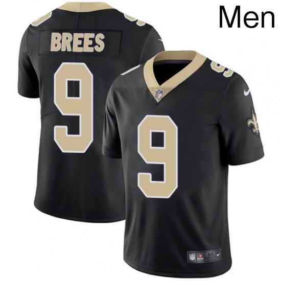 Mens Nike New Orleans Saints 9 Drew Brees Black Team Color Vapor Untouchable Limited Player NFL Jersey
